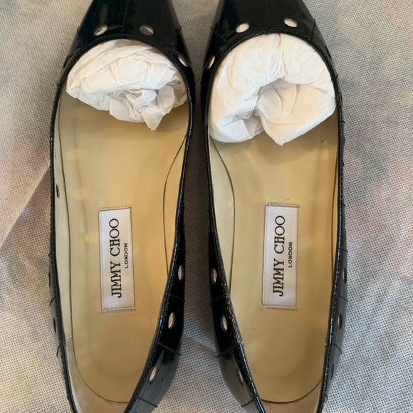 black patent leather flats